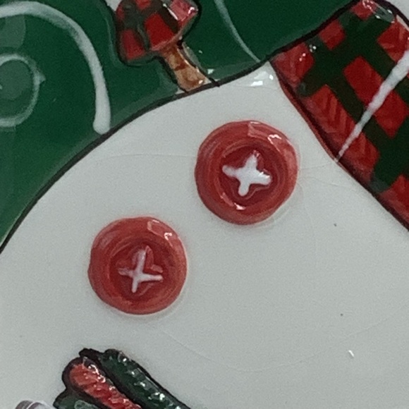 Fitz and Floyd Holly Hat Snowman Snack Plate and Spreader - Picture 6 of 13